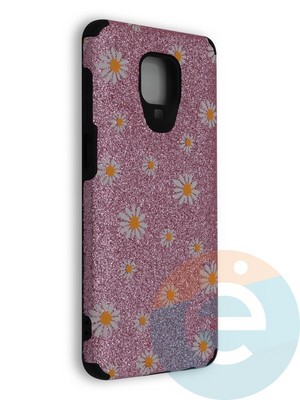 Накладка силиконовая с ромашками для Xiaomi Redmi Note 9S/9 Pro розовая - фото 40270