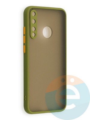 Накладка пластиковая с силиконовой окантовкой с защищенной камерой для Huawei P40 Lite E/Y7P/ Honor 9C хаки - фото 40538