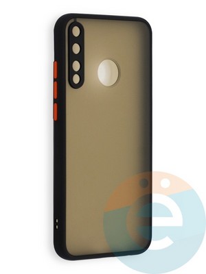 Накладка пластиковая с силиконовой окантовкой с защищенной камерой для Huawei P40 Lite E/Y7P/ Honor 9C черная - фото 40539