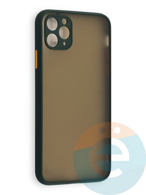 Накладка пластиковая с силиконовой окантовкой с защищенной камерой для iPhone 11 Pro Max зеленая - фото 40541