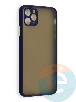 Накладка пластиковая с силиконовой окантовкой с защищенной камерой для iPhone 11 Pro Max синяя - фото 40543