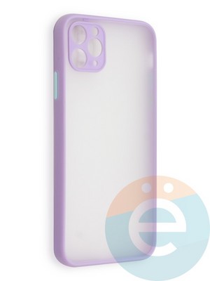 Накладка пластиковая с силиконовой окантовкой с защищенной камерой для iPhone 11 Pro Max сиреневая - фото 40544