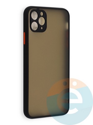 Накладка пластиковая с силиконовой окантовкой с защищенной камерой для iPhone 11 Pro Max черная - фото 40546