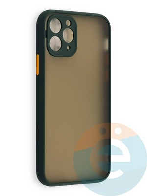 Накладка пластиковая с силиконовой окантовкой с защищенной камерой для iPhone 11 Pro зеленая - фото 40547