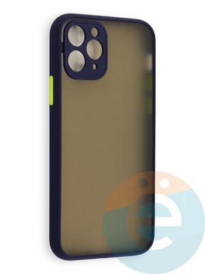 Накладка пластиковая с силиконовой окантовкой с защищенной камерой для iPhone 11 Pro синяя - фото 40549