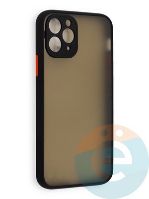 Накладка пластиковая с силиконовой окантовкой с защищенной камерой для iPhone 11 Pro черная - фото 40552