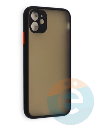 Накладка пластиковая с силиконовой окантовкой с защищенной камерой для iPhone 11 черная - фото 40556