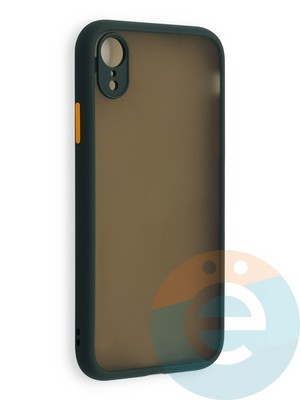 Накладка пластиковая с силиконовой окантовкой с защищенной камерой для iPhone XR зеленая - фото 40557