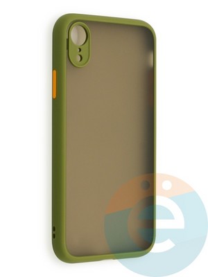 Накладка пластиковая с силиконовой окантовкой с защищенной камерой для iPhone XR хаки - фото 40561