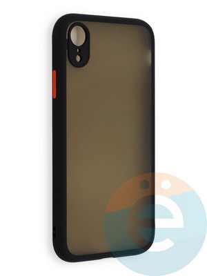 Накладка пластиковая с силиконовой окантовкой с защищенной камерой для iPhone XR черная - фото 40562