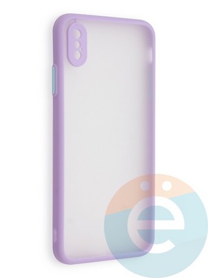 Накладка пластиковая с силиконовой окантовкой с защищенной камерой для iPhone Xs Max сиреневая - фото 40566