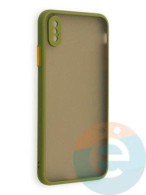 Накладка пластиковая с силиконовой окантовкой с защищенной камерой для iPhone Xs Max хаки - фото 40567