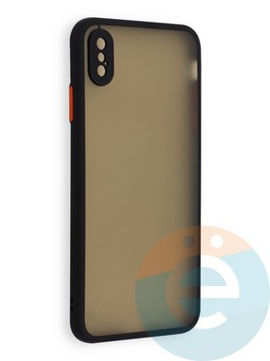 Накладка пластиковая с силиконовой окантовкой с защищенной камерой для iPhone Xs Max черная - фото 40568