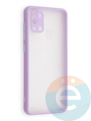 Накладка пластиковая с силиконовой окантовкой с защищенной камерой для Samsung Galaxy A21S сиреневая - фото 40570