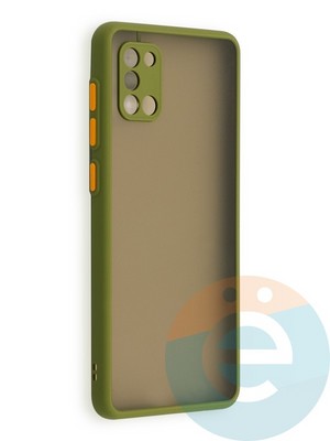 Накладка пластиковая с силиконовой окантовкой с защищенной камерой для Samsung Galaxy A31 хаки - фото 40575