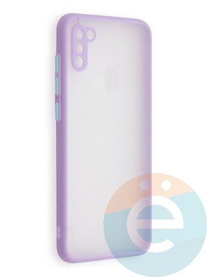Накладка пластиковая с силиконовой окантовкой с защищенной камерой для Samsung Galaxy M11 сиреневая - фото 40577