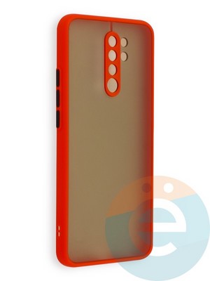 Накладка пластиковая с силиконовой окантовкой с защищенной камерой для Xiaomi Redmi 9 красная - фото 40579