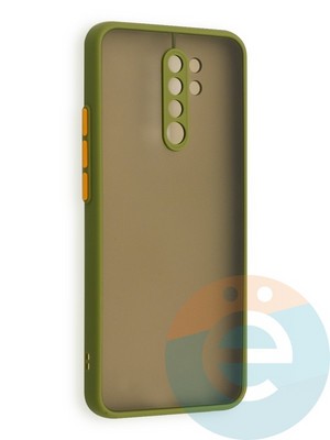 Накладка пластиковая с силиконовой окантовкой с защищенной камерой для Xiaomi Redmi 9 хаки - фото 40581