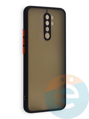 Накладка пластиковая с силиконовой окантовкой с защищенной камерой для Xiaomi Redmi 9 черная - фото 40582
