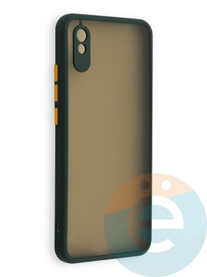 Накладка пластиковая с силиконовой окантовкой с защищенной камерой для Xiaomi Redmi 9A зеленая - фото 40583