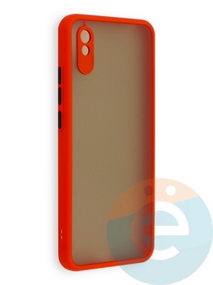 Накладка пластиковая с силиконовой окантовкой с защищенной камерой для Xiaomi Redmi 9A красная - фото 40584