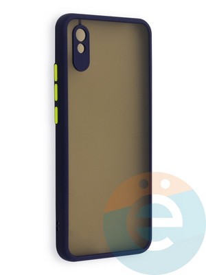 Накладка пластиковая с силиконовой окантовкой с защищенной камерой для Xiaomi Redmi 9A синяя - фото 40585