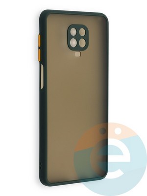 Накладка пластиковая с силиконовой окантовкой с защищенной камерой для Xiaomi Redmi Note 9S/9 Pro зеленая - фото 40593