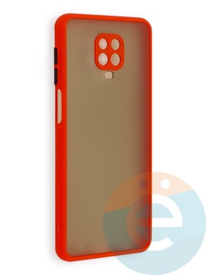 Накладка пластиковая с силиконовой окантовкой с защищенной камерой для Xiaomi Redmi Note 9S/9 Pro красная - фото 40594