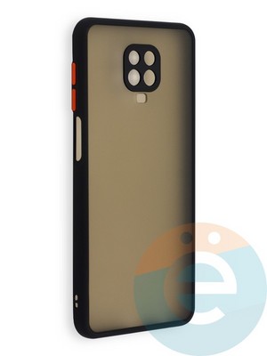 Накладка пластиковая с силиконовой окантовкой с защищенной камерой для Xiaomi Redmi Note 9S/9 Pro черная - фото 40597