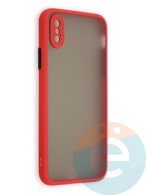 Накладка пластиковая с силиконовой окантовкой с защищенной камерой для iPhone X/Xs красная - фото 40707