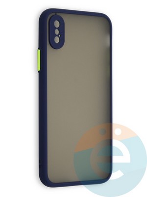 Накладка пластиковая с силиконовой окантовкой с защищенной камерой для iPhone X/Xs синяя - фото 40708