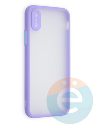 Накладка пластиковая с силиконовой окантовкой с защищенной камерой для iPhone X/Xs сиреневая - фото 40709