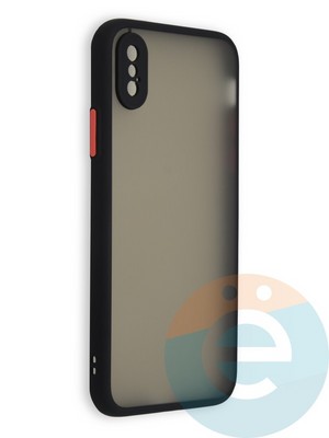 Накладка пластиковая с силиконовой окантовкой с защищенной камерой для iPhone X/Xs черная - фото 40711