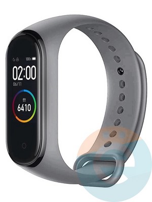 Силиконовый ремешок для Xiaomi Mi band 5/6 темно-серый - фото 40734