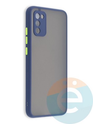 Накладка пластиковая с силиконовой окантовкой с защищенной камерой для Samsung Galaxy A02S синяя - фото 41446