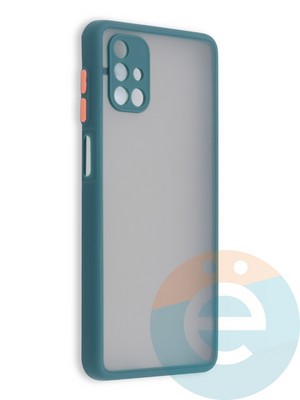 Накладка пластиковая с силиконовой окантовкой с защищенной камерой для Samsung Galaxy M51 зеленая - фото 41447