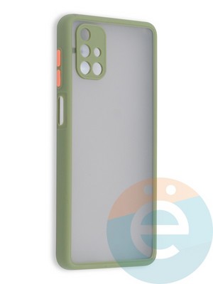 Накладка пластиковая с силиконовой окантовкой с защищенной камерой для Samsung Galaxy M51 хаки - фото 41451