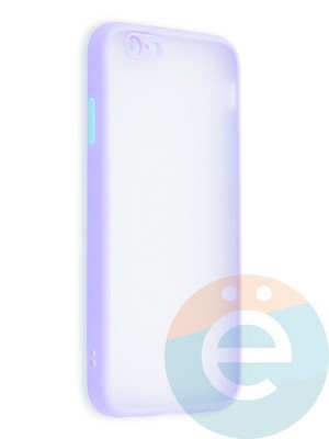 Накладка пластиковая с силиконовой окантовкой с защищенной камерой для iPhone 6/6S сиреневая - фото 41455