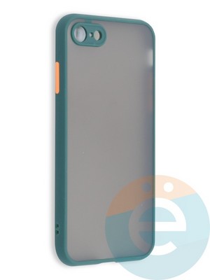 Накладка пластиковая с силиконовой окантовкой с защищенной камерой для iPhone 7/8/SE 2020 зеленая - фото 41456