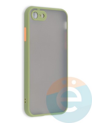 Накладка пластиковая с силиконовой окантовкой с защищенной камерой для iPhone 7/8/SE 2020 хаки - фото 41458