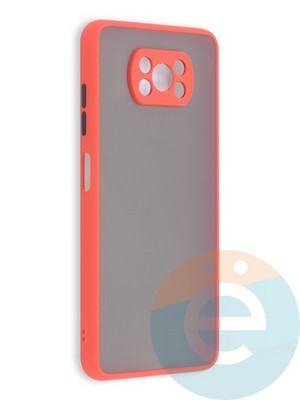 Накладка пластиковая с силиконовой окантовкой с защищенной камерой для Poco X3/X3 Pro красная - фото 41461