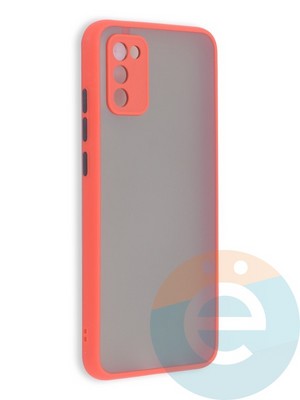 Накладка пластиковая с силиконовой окантовкой с защищенной камерой для Samsung Galaxy A02S красная - фото 41463
