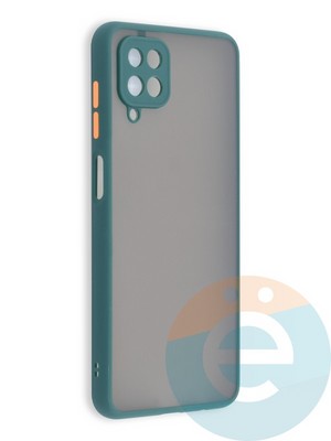 Накладка пластиковая с силиконовой окантовкой с защищенной камерой для Samsung Galaxy A12 зеленая - фото 41464