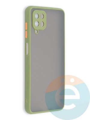 Накладка пластиковая с силиконовой окантовкой с защищенной камерой для Samsung Galaxy A12 хаки - фото 41465