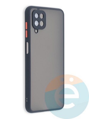 Накладка пластиковая с силиконовой окантовкой с защищенной камерой для Samsung Galaxy A12 черная - фото 41466