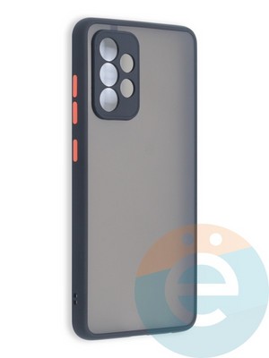 Накладка пластиковая с силиконовой окантовкой с защищенной камерой для Samsung Galaxy A52 черная - фото 41467