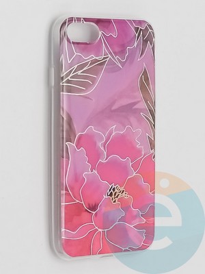 Накладка комбинированная Flowers с силиконовой окантовкой для Apple iPhone 7/8/SE2 вид5 - фото 41573