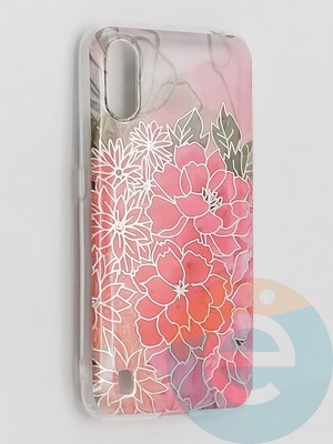 Накладка комбинированная Flowers с силиконовой окантовкой для Samsung Galaxy A01 вид4 - фото 41702