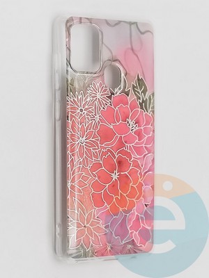 Накладка комбинированная Flowers с силиконовой окантовкой для Samsung Galaxy A21S вид4 - фото 41712