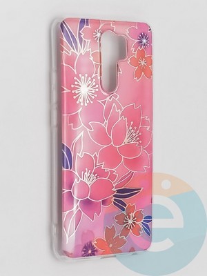 Накладка комбинированная Flowers с силиконовой окантовкой для Xiaomi Redmi 9 вид2 - фото 41800